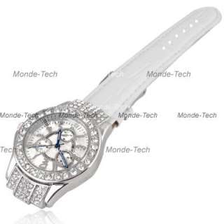 White Crystal Women Lady Quartz Wrist Watch Wristwatch  