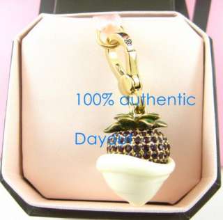 JUICY COUTURE pave STRAWBERRY WHIPPED CREAM gold CHARM  