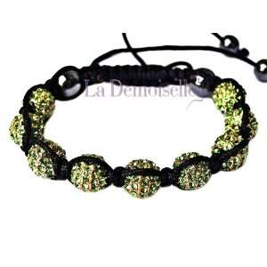  Green Crystal Beads Disco Ball Adjustable Bracelet: Beauty