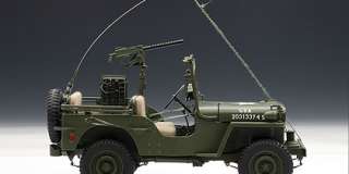   74006 118 JEEP WILLYS ARMY MILITARY GREEN WITH ACCESSORIES INCLUDED