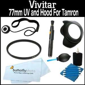  Vivitar 77mm UV Filter and Lens Hood + Care Package For 