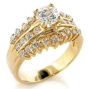 18kt Gold gp Ladies Clear Crystal Ring Sz 5 10 W521  Best 