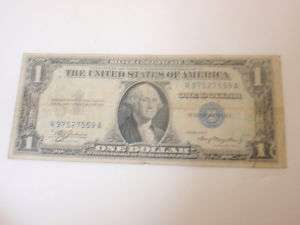 1935 A Silver Certificate $1 Dollar Bill Blue Seal  