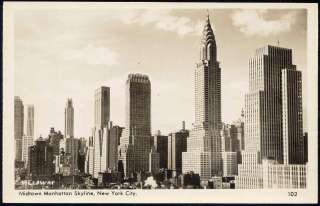 New York, Midtown Manhattan Skyline (1940s) RPPC  