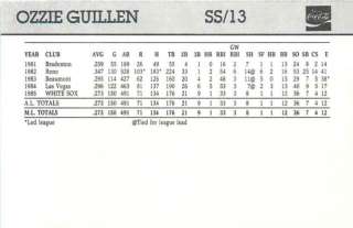 1986 Chicago White Sox Coke #13 Ozzie Guillen RC  