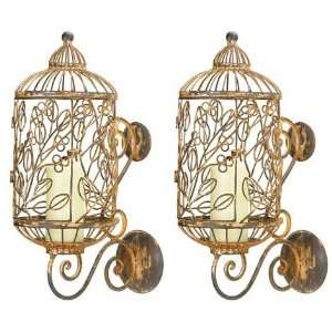   Wrought Iron Birdcage Wall Mount Candle Holder Sconce Home