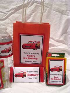 Disney Cars Birthday Favor Popcorn Candy Water Wrappers  