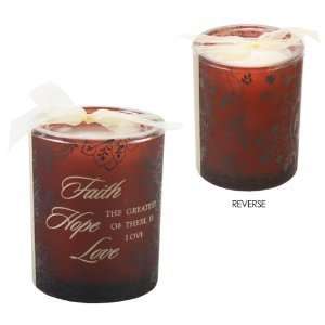  Faith Hope Love Scented Sentiment Candle In Glass Votive 