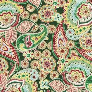 PAVILION RED YELLOW GREEN PAISLEY~ Cotton Quilt Fabric  