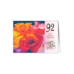  Happy 92nd Birthday   Poppies Card: Toys & Games