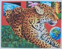 Charles Lynn Bragg LEOPARD PARADISE Hand Signed Giclee on Canvas 