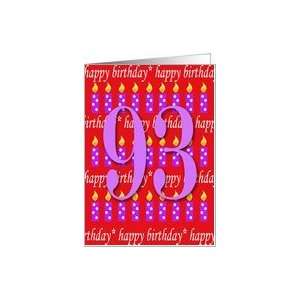  93 Years Old Lit Candle Age Specific Birthday Card Card 
