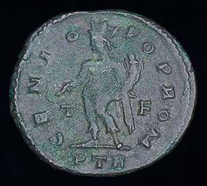 An excellent Ancient Roman bronze follis coin of the Emperor Maximinus 