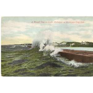   Vintage Postcard A Rough Day on Lake Michigan   Michigan City Indiana