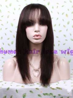 Yaki Straight 14~18 Lace Front Wigs 100% Indian Remy Human Hair #2 