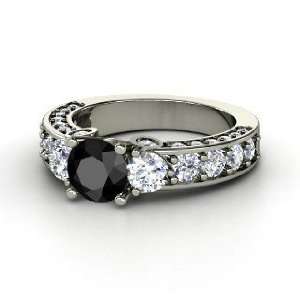  Rebecca Ring, Round Black Diamond 14K White Gold Ring with 