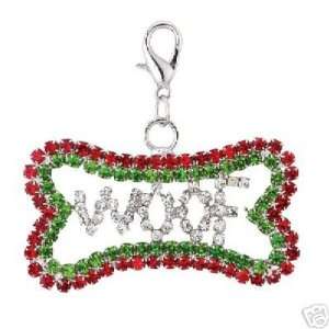   Holiday Bling Bone Dog Collar Charm WOOF 2 Jewelry: Kitchen & Dining