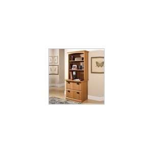   Lateral Wood File Cabinet with Hutch in Planked Maple: Office Products
