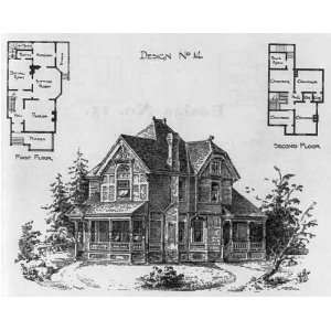   two story dwelling,c1887,exterior,1st & 2nd floor plans Home