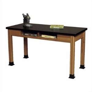   6012x Wood Science Table with Book Storage and Chemical Resistant Top