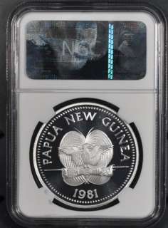 1981 NGC PF69UCAM PAPUA NEW GUINEA SILVER 5 KINA YEAR OF THE CHILD 