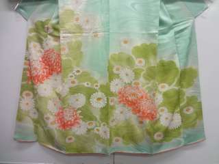 22651# Japanese KIMONO SILK / VINTAGE KIMONO / HAND PAINT & EMBROIDERY 