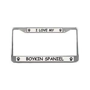  Boykin Spaniel License Plate Frame (Chrome): Patio, Lawn 