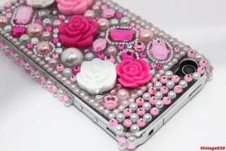 PINK FLORAL PRINCESS BLING IPHONE 4G BACK CASE COVER $  