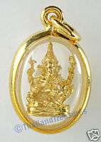 22K GOLD Ganesh Elephant Hindu God Thai Amulet Pendant  