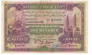 EGYPT 1942 100 POUNDS VF  