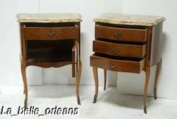 FINE PAIR OF LOUIS XV END TABLES WITH MARBLE TOP. L@@K!  
