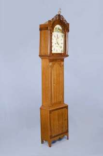 Antique English Oak Long Case Grandfather Clock  