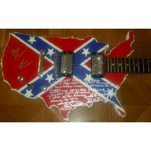 Lynyrd Skynyrd Autographed / Signed Confederate Flag Electric Guitar