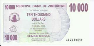 ZIMBABWE 10,000 Dollar 2006 Banknote,uncirculated  