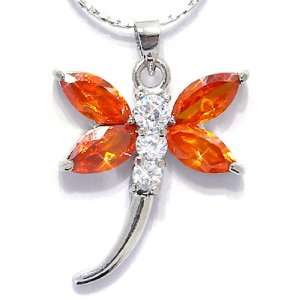   Silver Simulated Fire Opal Pendant with 18 Necklace P6201 Jewelry
