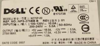 dell gx620 small form factor sff 275 watt power supply yd080 n275p 00