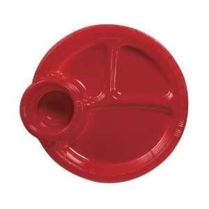  Classic Red Banquet Plate, W/Cup Holder, Plastic Solid 