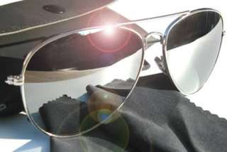 AVIATOR MIRROR SUNGLASSES CHROME SILVER REAL GLASS LENS 70s RETRO 