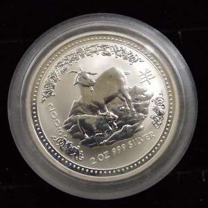 AUSTRALIA 2003 SILVER $2 YEAR OF THE GOAT 2 OZ COIN  