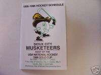 1995 96 Sioux City Musketeers Hockey Pocket Schedule  