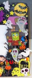   Halloween Trick or Treat Wood Picture Frame 3.5 x 3.5 Photo !GLOWS