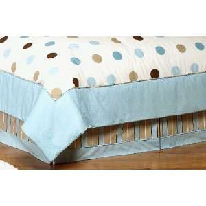  Blue And Brown Modern Dots Queen Bed Skirt