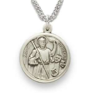  St Genesius, Patron of Actors, Sterling Silver Engraved 