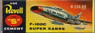 1956 Revell F 100 C SUPER SABRE Jet Airplane S Model Kit H 236~First 