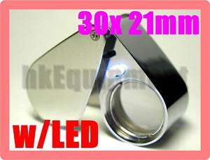 Jewellers Loupe 30x 21mm Glass Magnifier Eyes Lens+LED  
