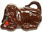 vintage glazed chocolate brown hound dog puppy ceramic cookie treat