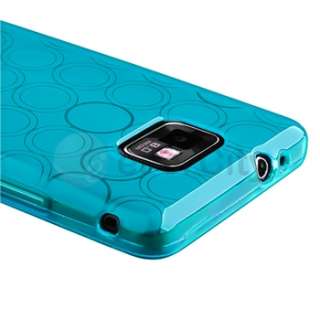Clear Blue Circle TPU Rubber Gel Skin Case Cover For Samsung Galaxy S2 