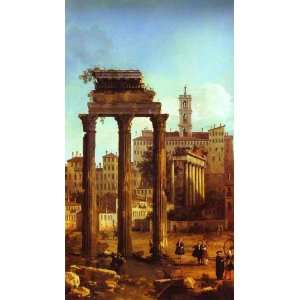 Hand Made Oil Reproduction   Canaletto   32 x 58 inches   Rome   Ruins 
