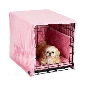  Plush Dog Crate Cover   Small/Dusty Pink