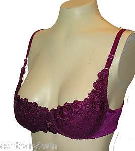   , Oil Water Padding Inserts Purple Cranberry Red Lace, 36A  